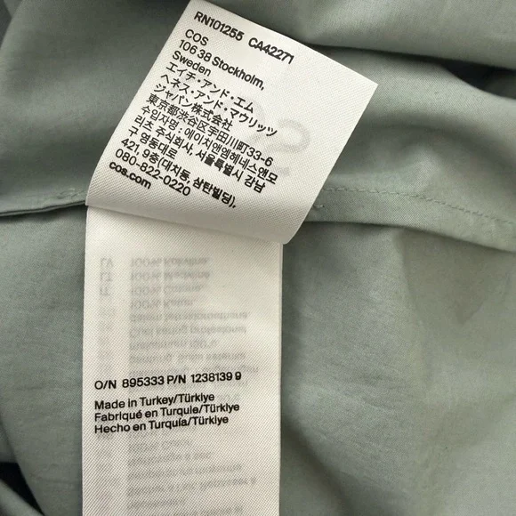 NWT COS Contrast Panel Cotton Sleeveless Sage Green Maxi Dress Size L - Picture 12 of 16